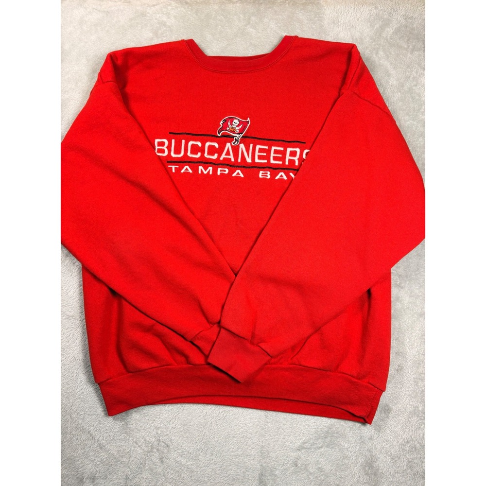 Tampa Bay Buccaneers Red Embroidered Crewneck Sweatshirt NFL Mens